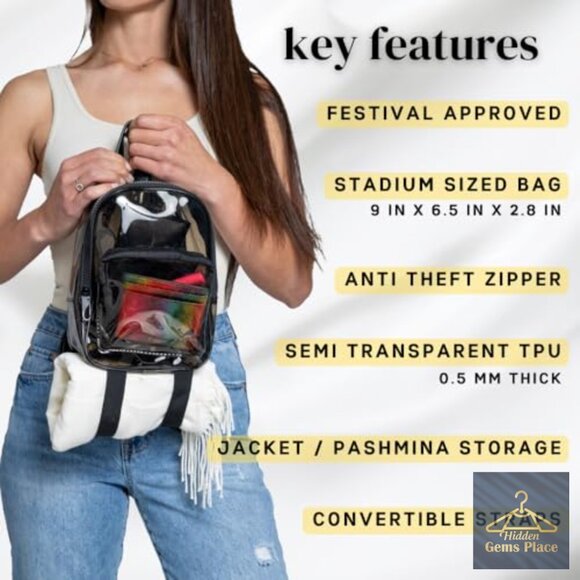 Anti-Theft Clear Mini Backpack Convertible Straps for Festivals Concerts main image 6